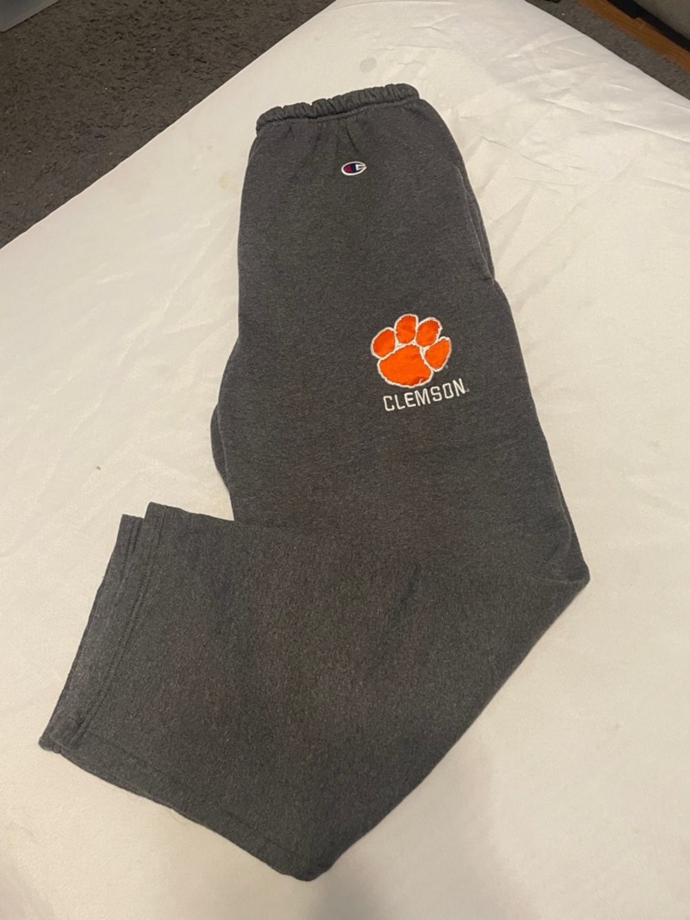 Clemson Gray Joggers with Orange Paw Logo